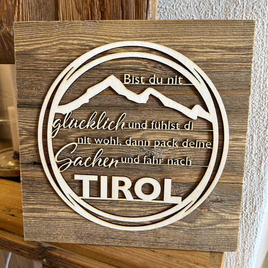 Deko-Loops auf Altholzplatte "Wohlfühlzone" - Ellmauer Zirbenwelt