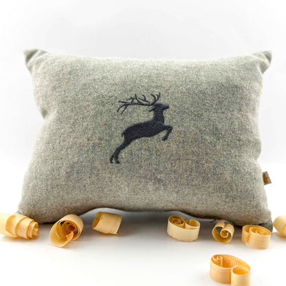 "Hirsch" Design-Zirbenkissen Anthrazit/Silbergrau