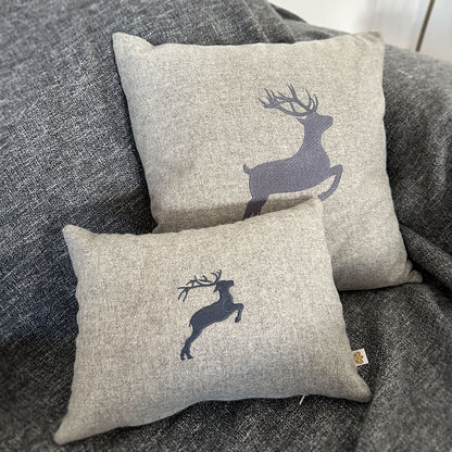 "Hirsch" Design-Zirbenkissen Anthrazit/Silbergrau