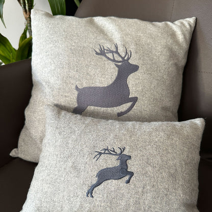 "Hirsch" Design-Zirbenkissen Anthrazit/Silbergrau