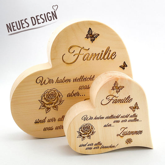 Zirbenherz mit Gravur "Familie. Wir haben vielleicht ..." - Ellmauer Zirbenwelt