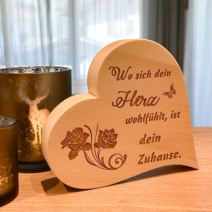 Zirbenherz mit Gravur "Wo sich dein Herz ..."