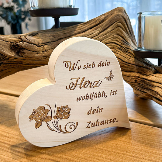 Zirbenherz mit Gravur "Wo sich dein Herz ..."