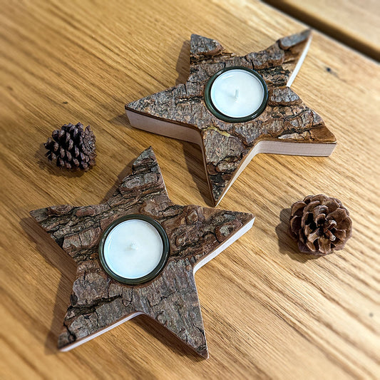 Holzstern Teelichthalter
