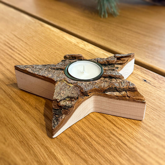 Holzstern Teelichthalter