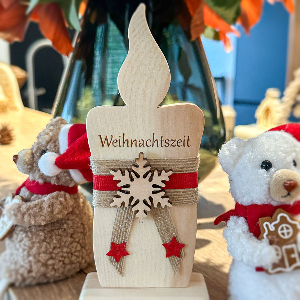 Deko-Weihnachtskerze aus Zirbenholz