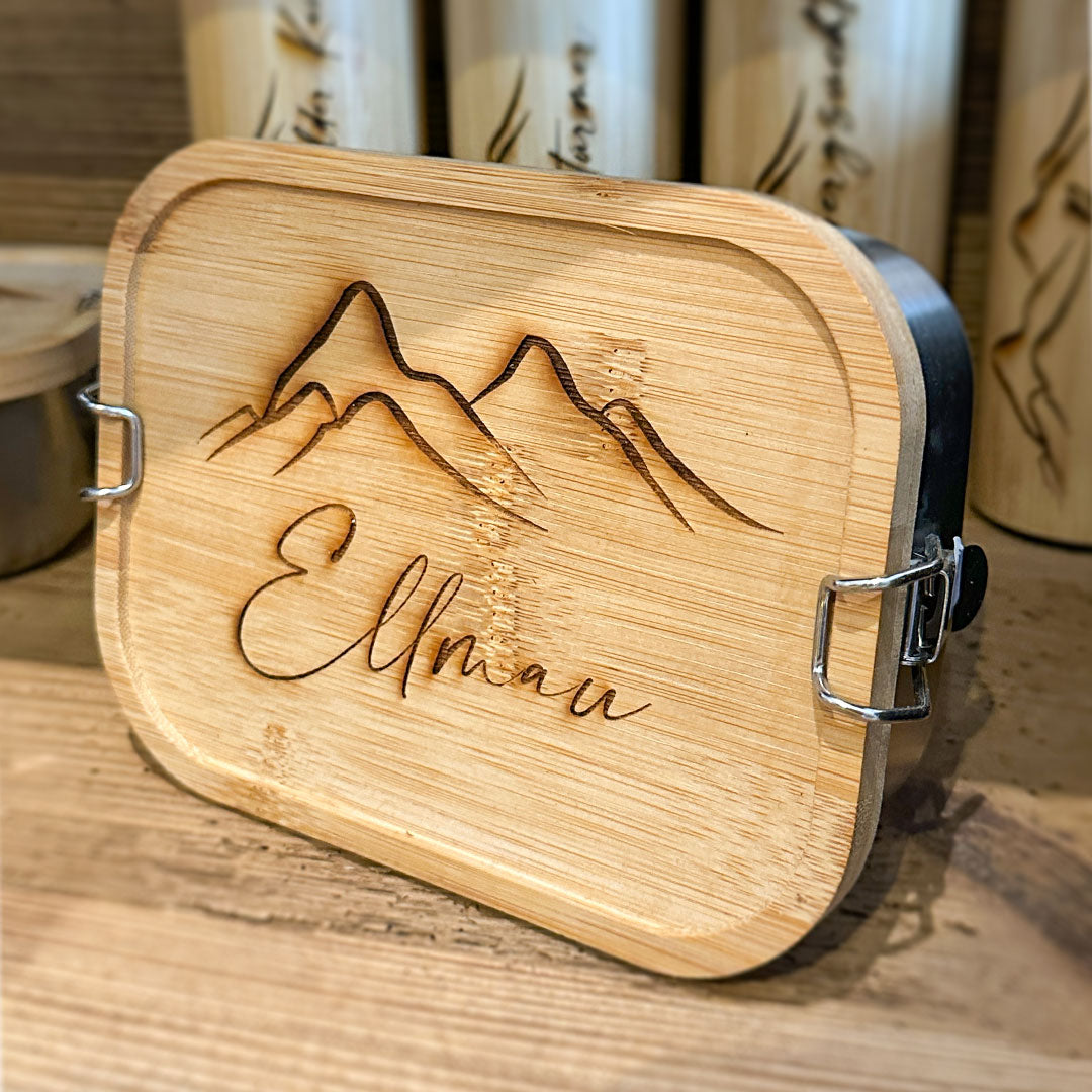 Lunchbox mit Holzdeckel "bergsüchtig" - Ellmauer Zirbenwelt