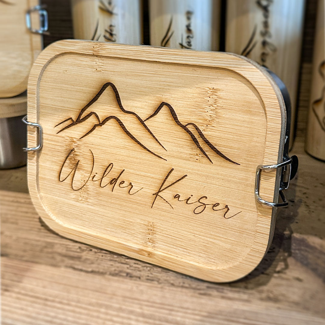 Lunchbox mit Holzdeckel "bergsüchtig" - Ellmauer Zirbenwelt