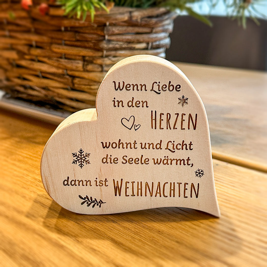 Zirbenherz mit Gravur "Weihnachten"