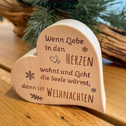 Zirbenherz mit Gravur "Weihnachten"