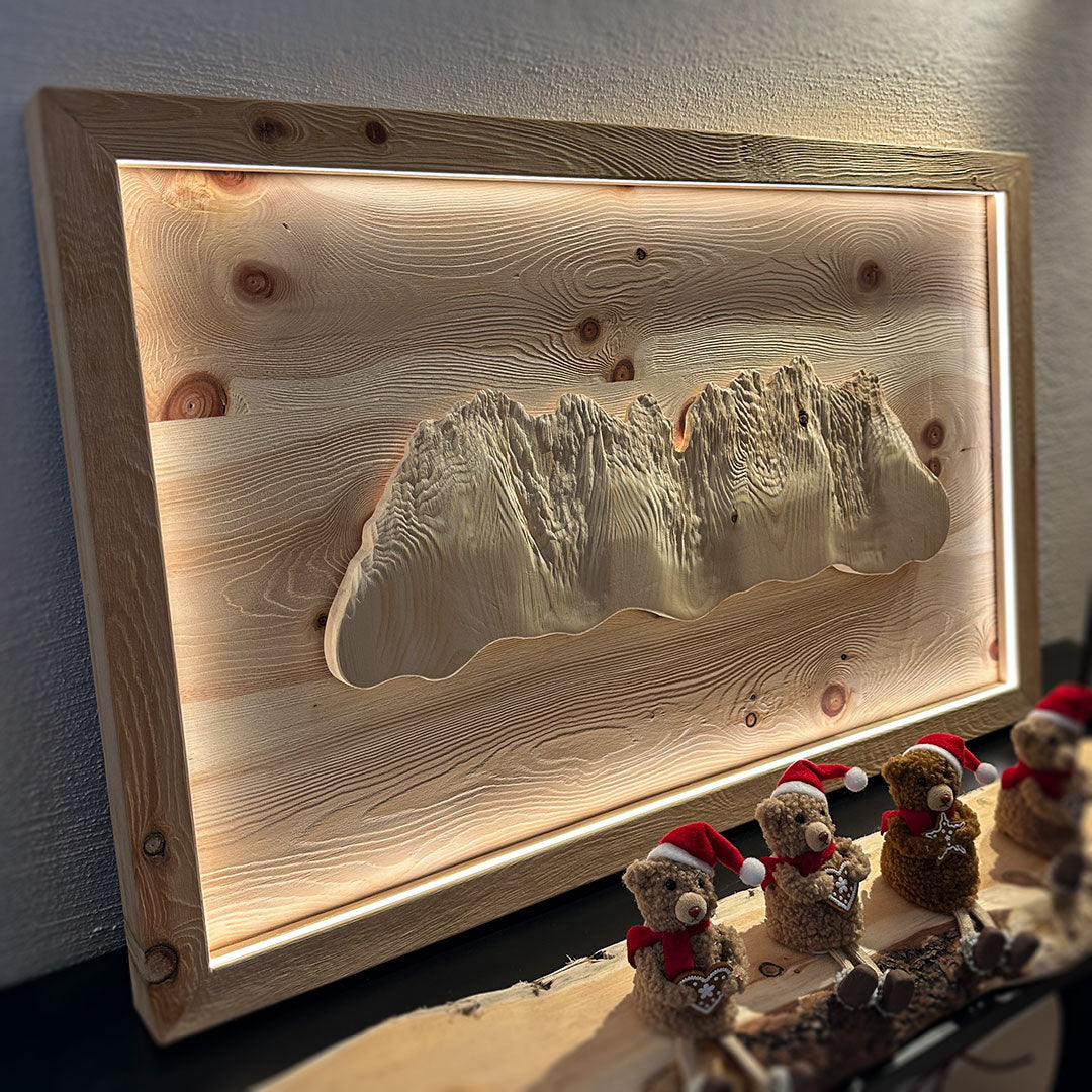 Wandbild "Wilder Kaiser“ aus Zirbenholz