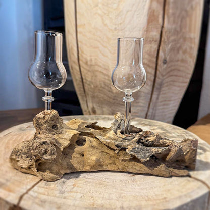 2er Schnapsglas-Set mit Wurzelholz