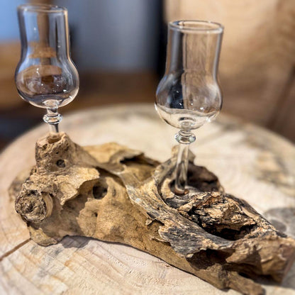 2er Schnapsglas-Set mit Wurzelholz