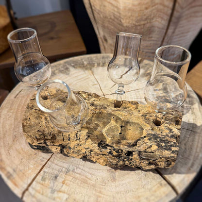 4er Schnapsglas-Set mit Wurzelholz