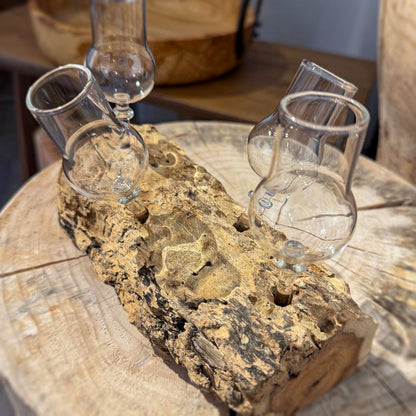 4er Schnapsglas-Set mit Wurzelholz