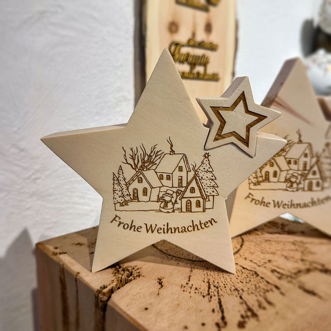 Weihnachtsstern mit Motiv - Ellmauer Zirbenwelt