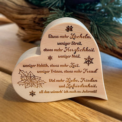 Zirbenherz mit Gravur "Herzlichkeit"