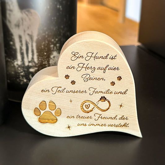Zirbenherz mit Gravur "Hundeliebe"