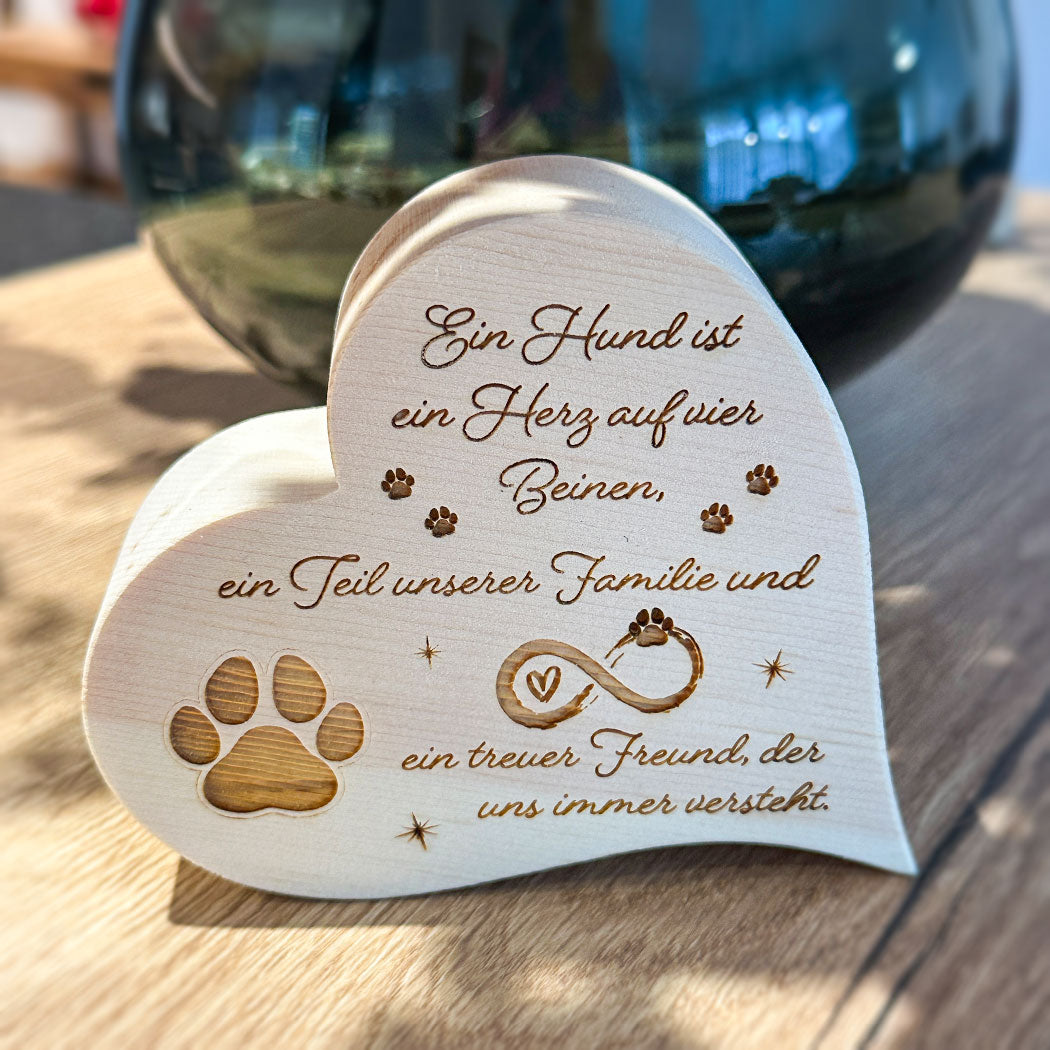 Zirbenherz mit Gravur "Hundeliebe"