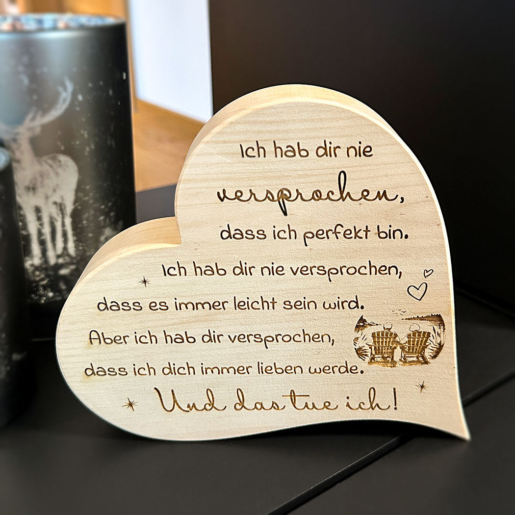 Zirbenherz mit Gravur "Ein Versprechen"