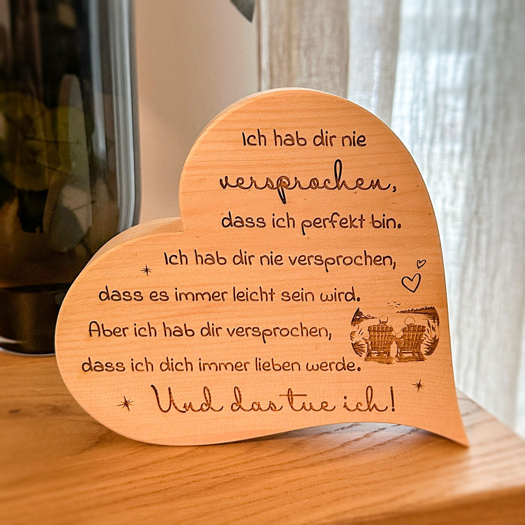 Zirbenherz mit Gravur "Ein Versprechen"