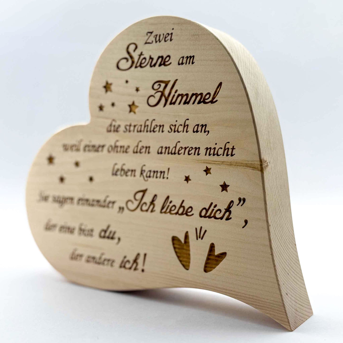 Zirbenherz mit Gravur "Zwei Sterne am Himmel ..." - Ellmauer Zirbenwelt
