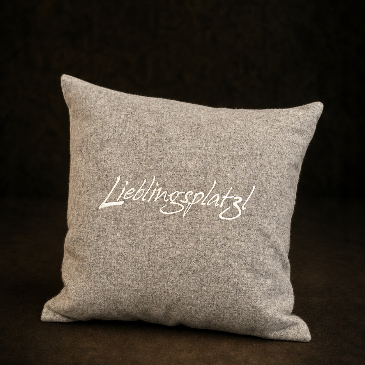 "Lieblingsplatzl" Designkissen Hellgrau