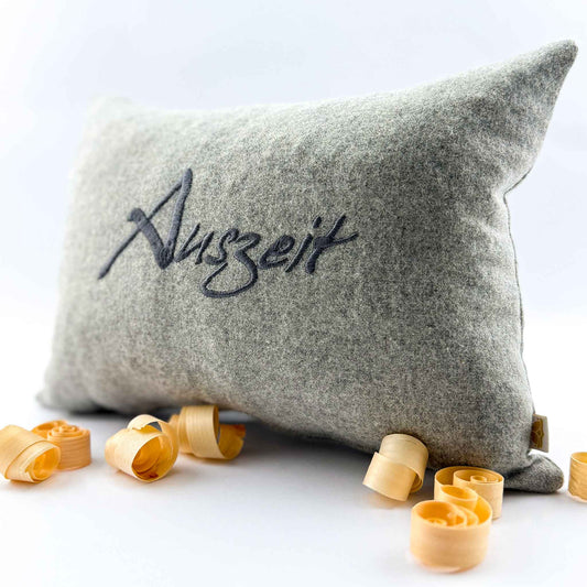 "Auszeit" Design-Zirbenkissen Anthrazit