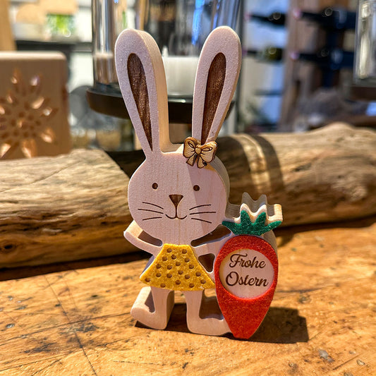Osterhäsin mit Karotte & Osterhase mit Osterei