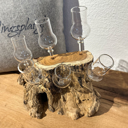 6er Schnapsglas-Set mit Wurzelholz