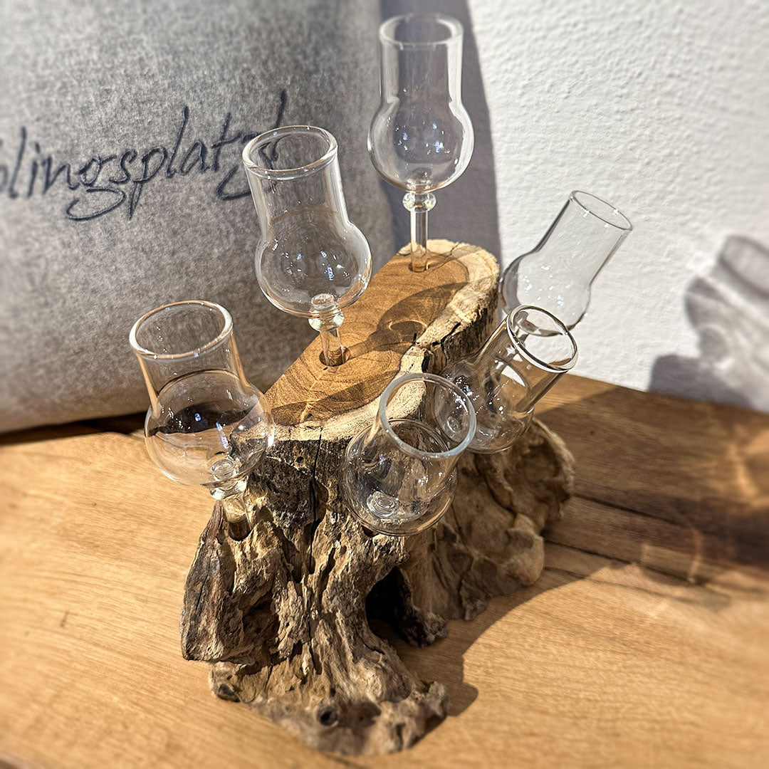 6er Schnapsglas-Set mit Wurzelholz