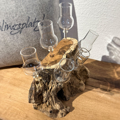 6er Schnapsglas-Set mit Wurzelholz