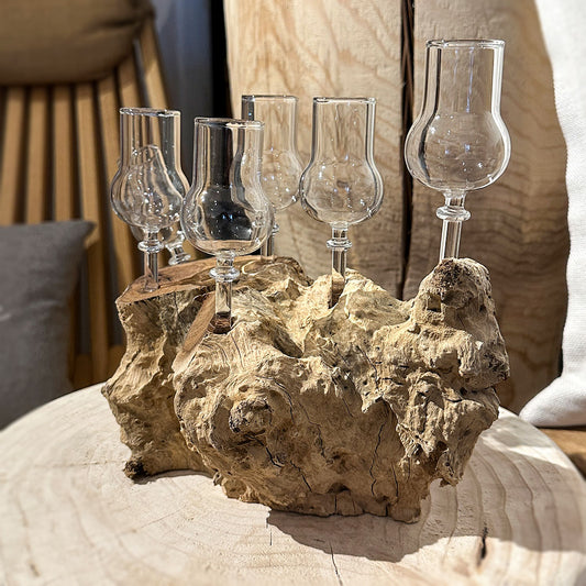 6er Schnapsglas-Set mit Wurzelholz