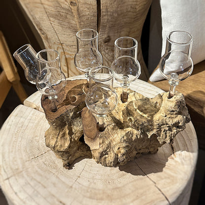 6er Schnapsglas-Set mit Wurzelholz