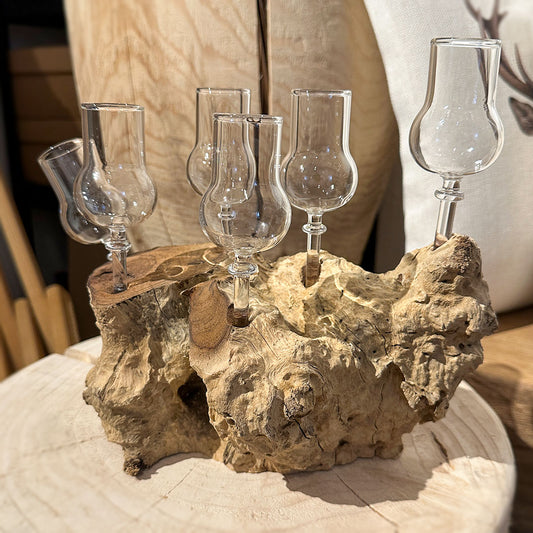 6er Schnapsglas-Set mit Wurzelholz