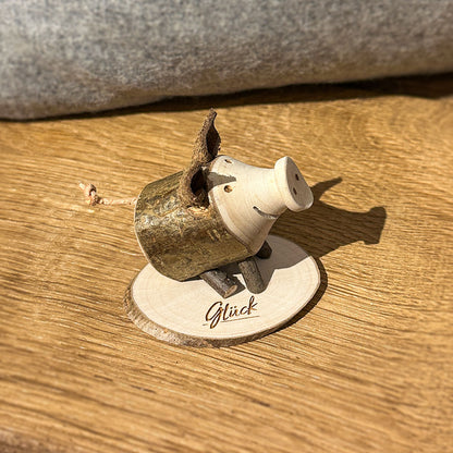 Glücksschweinchen aus Zirbenholz