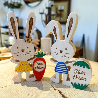 Osterhäsin mit Karotte & Osterhase mit Osterei